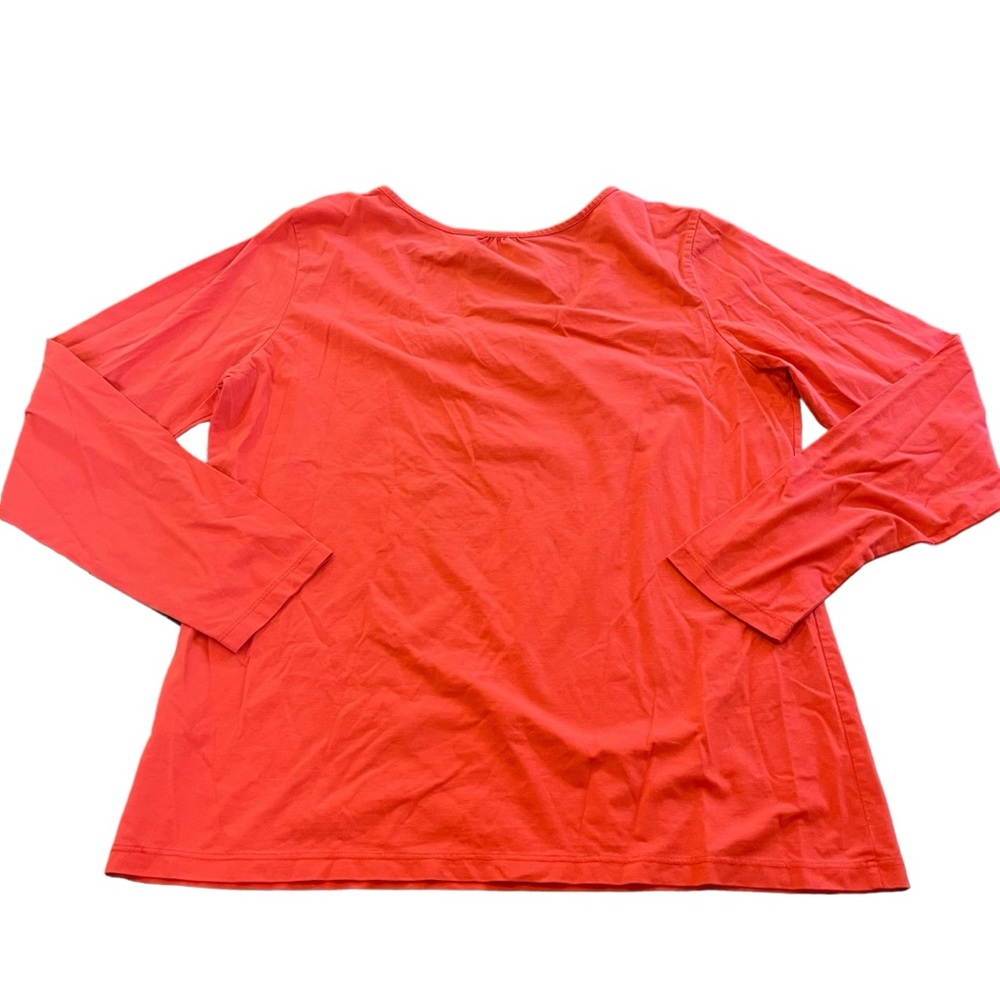 LL BEAN Women’s Large Red Coral Long Sleeve Basic Everyday Shirt Blouse‎ Solid - Picture 8 of 8